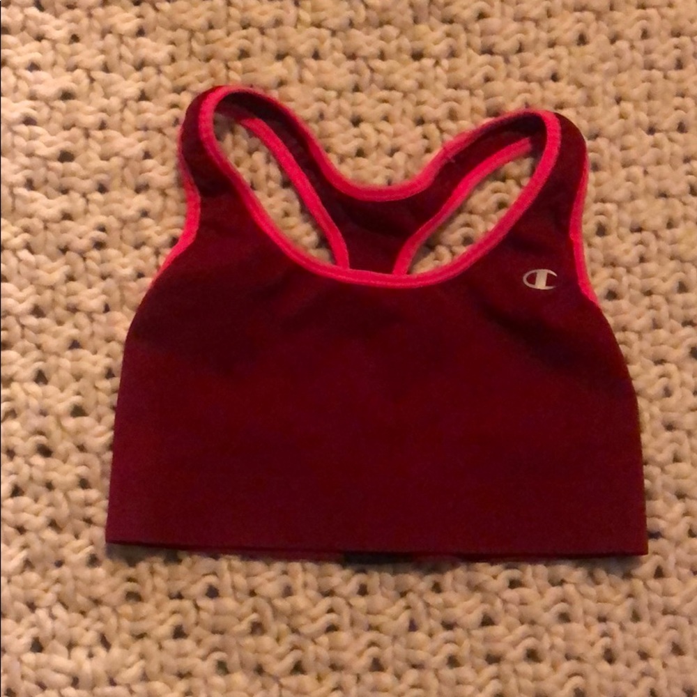 Maroon/Pink Champion Sports Bra w/ Reflective Logo